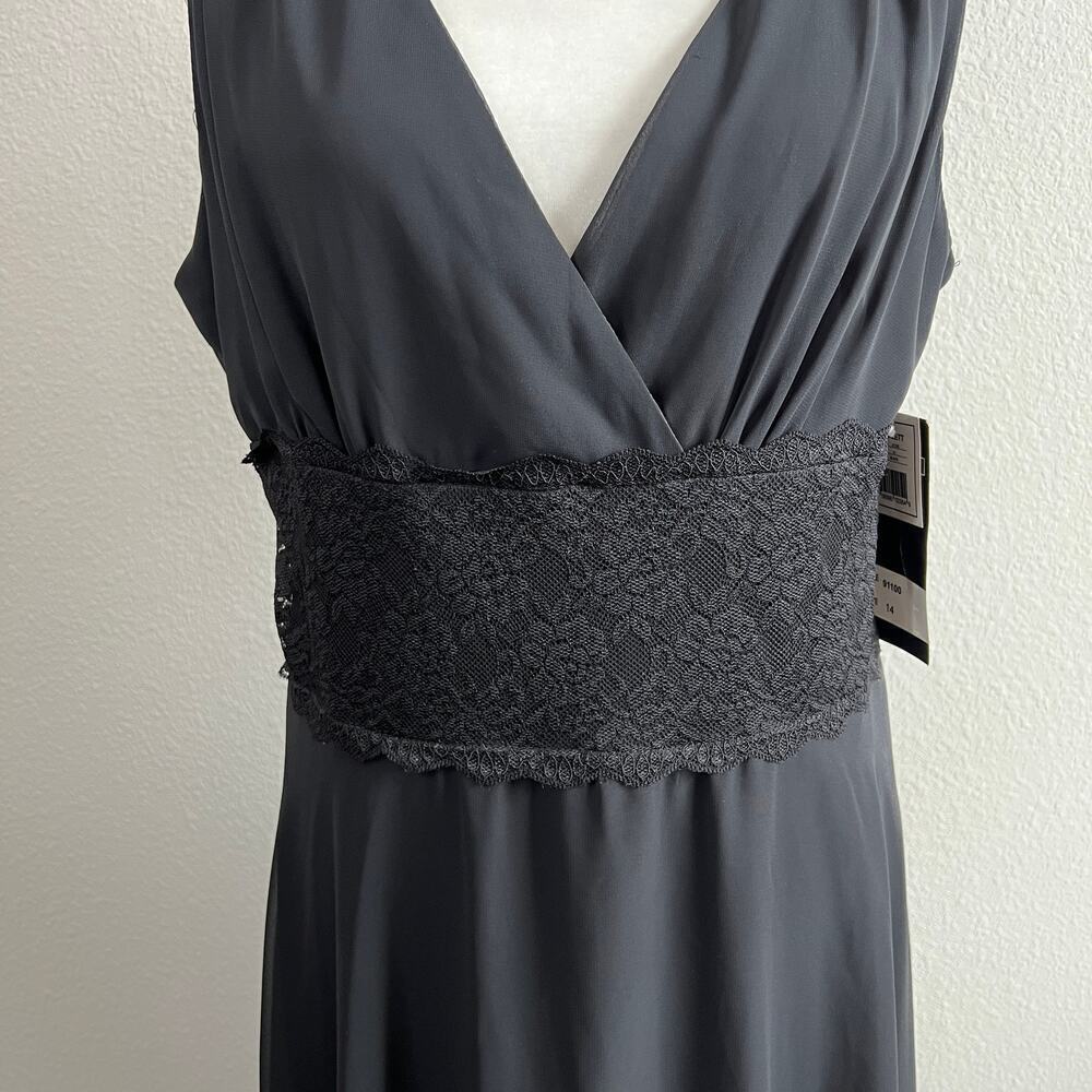 New Scarlett Little Black Dress Women's 14 Sleeveless Chiffon Lace Midi Formal - Picture 3 of 7